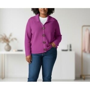 Saint James Womens Purple Wool Cardigan Sweater Button Toggle Preppy Size‎ S/M